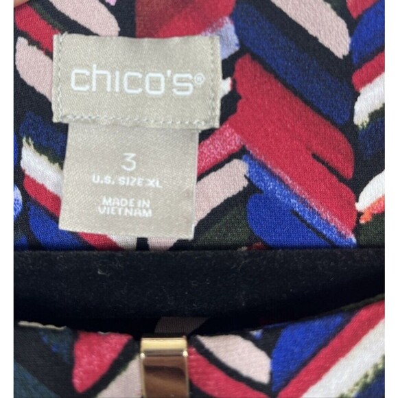 Chico's Women's Geometric Blouse Keyhole Cutout Multicolor Size 3 XL - Picture 5 of 7